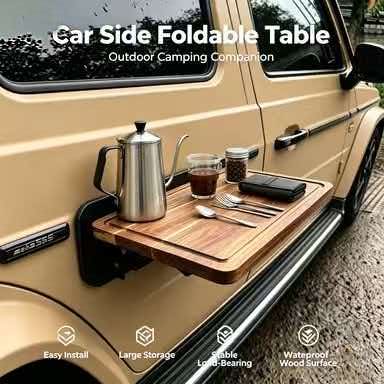 Outdoor Camping Vehicle - Mesa Dobrável de Madeira para Montagem