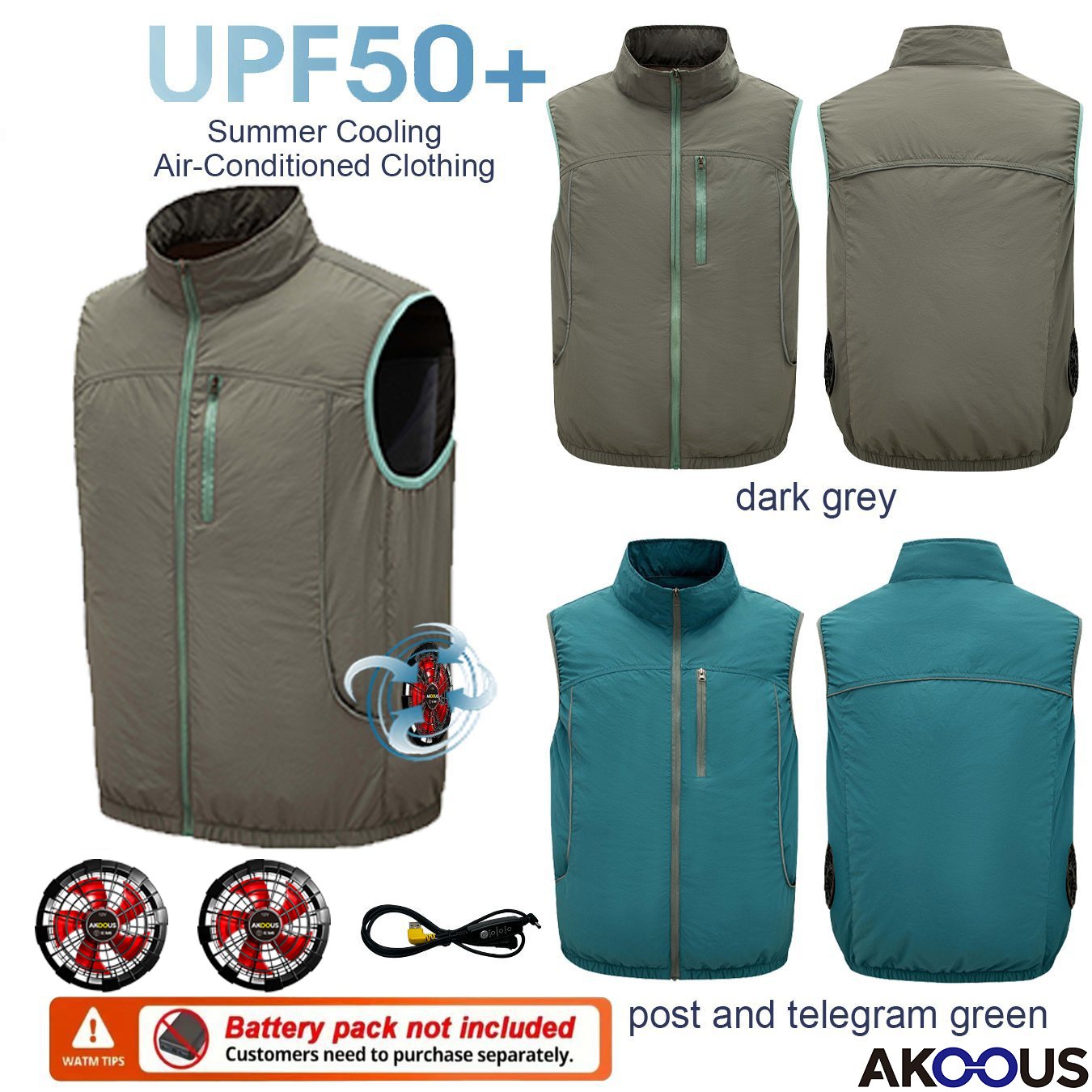Outdoor Camping Air Conditioner - Colete de Resfriamento USB 12V 5V