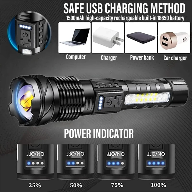Poderosa lanterna led recarreg - Outdoor Camping And Fishing avaliação e preço